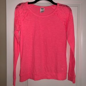 VS PINK LONG SLEEVE WITH LACE ON SHOULDERS